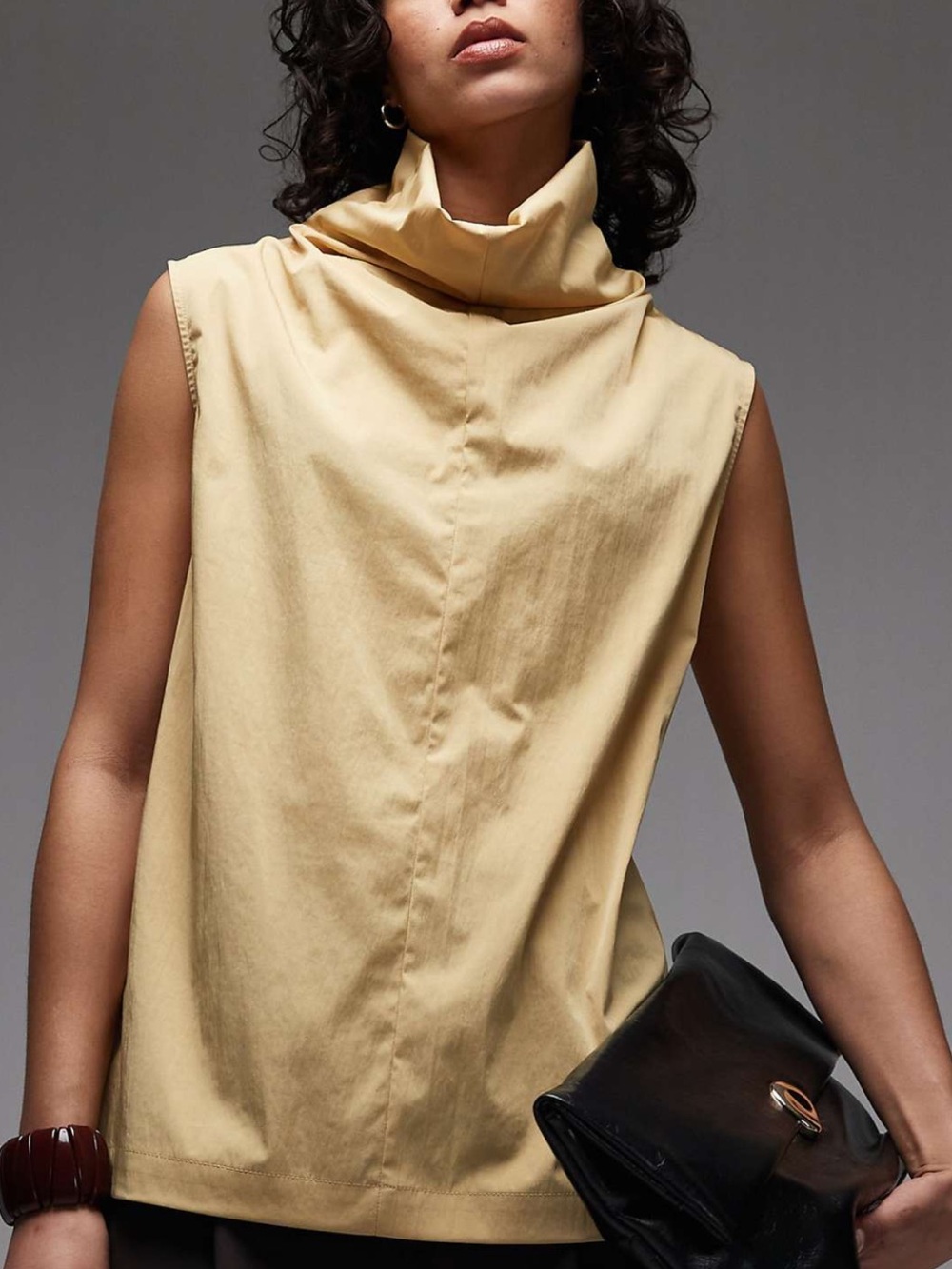 ASOS funnel neck sleeveless top in butter yellow